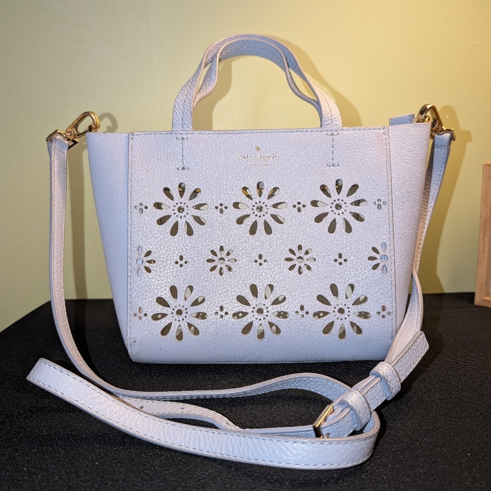 Kate Spade Blue Floral Cutout Crossbody